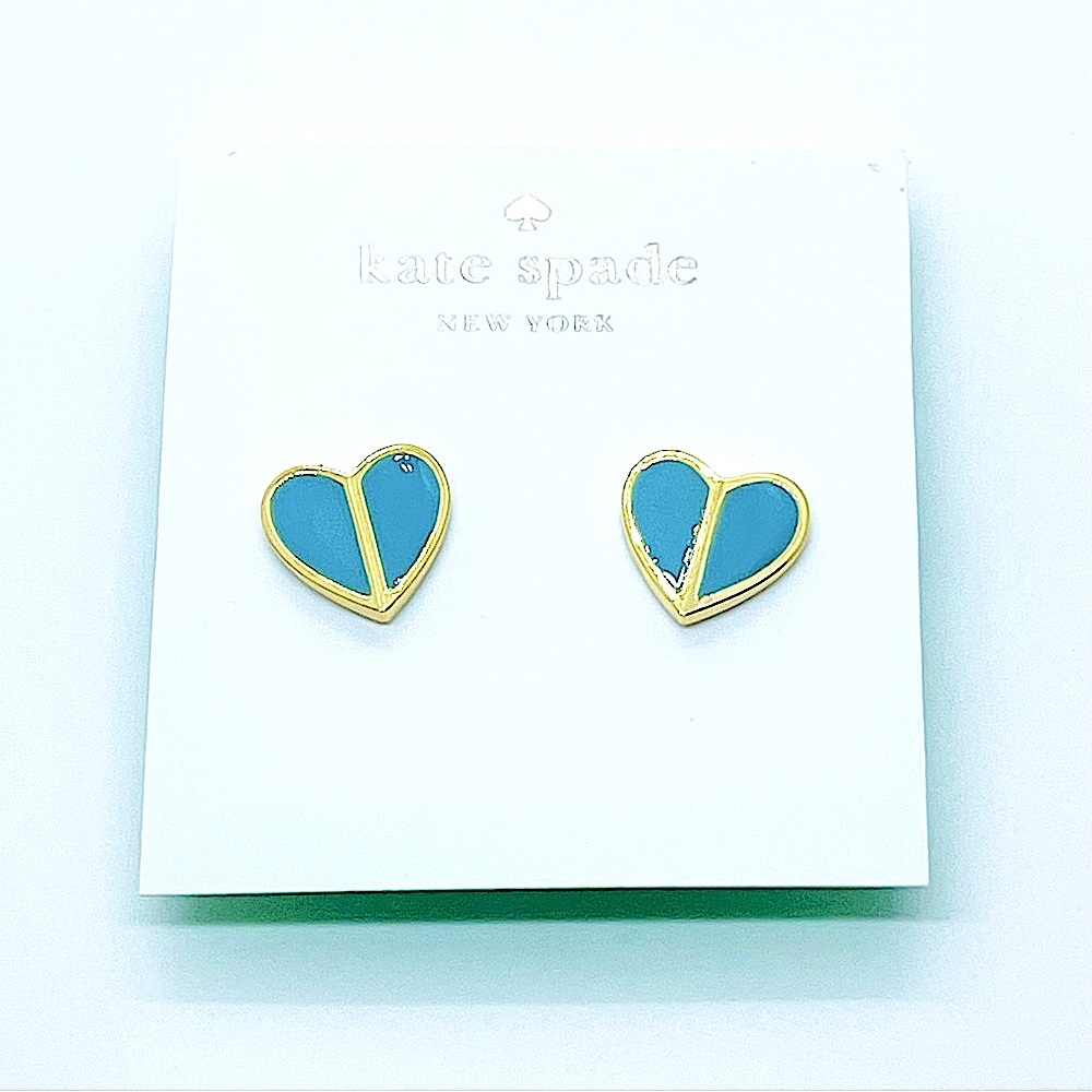 kate spade Blue Heart Enamel Stud Earrings